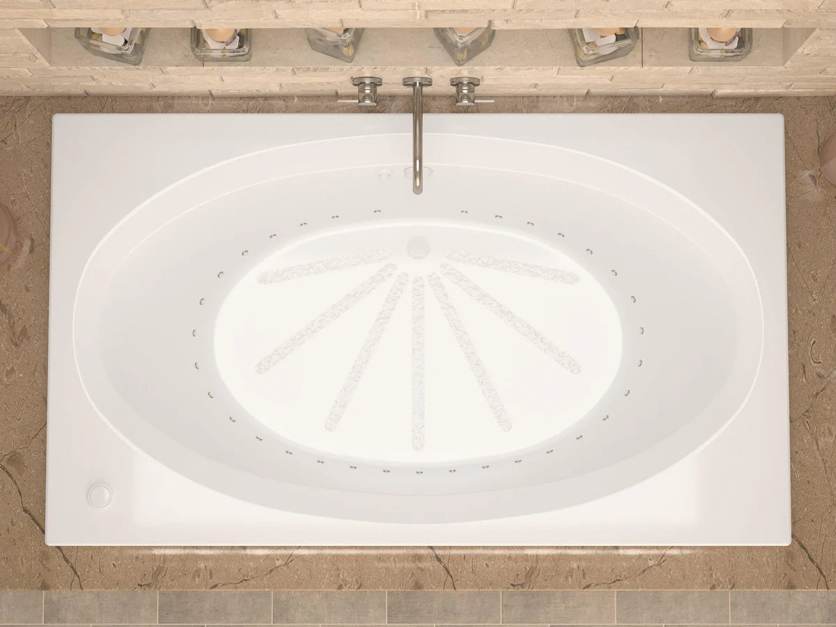 Vogue 71 in. x 42 in. Rectangular Air Bathtub with Center drain and Aromatherapy in Glossy Smooth White