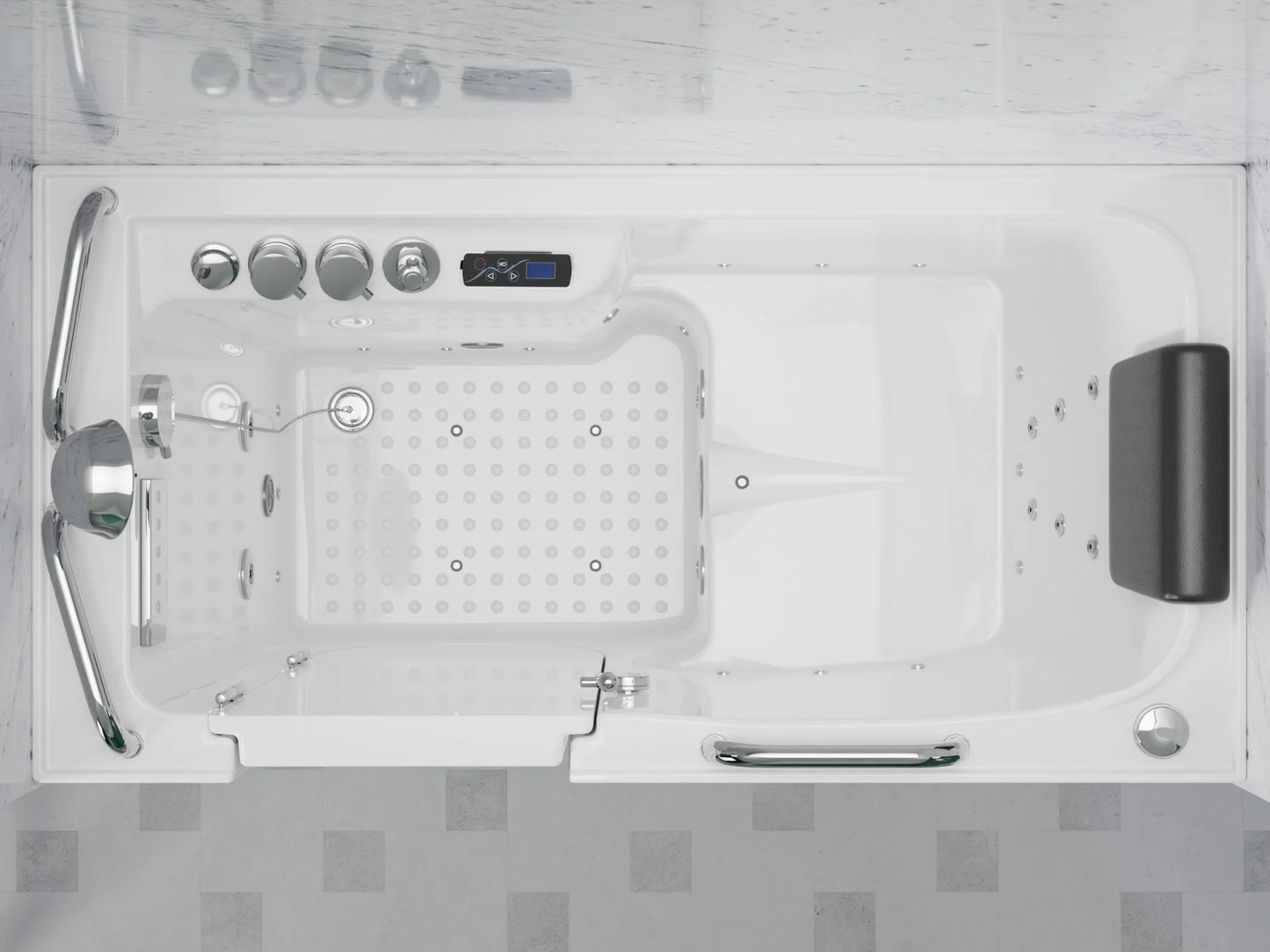 27 in. x 53 in. Left Drain Walk-In Whirlpool and Air Tub with Total Spa Suite in White