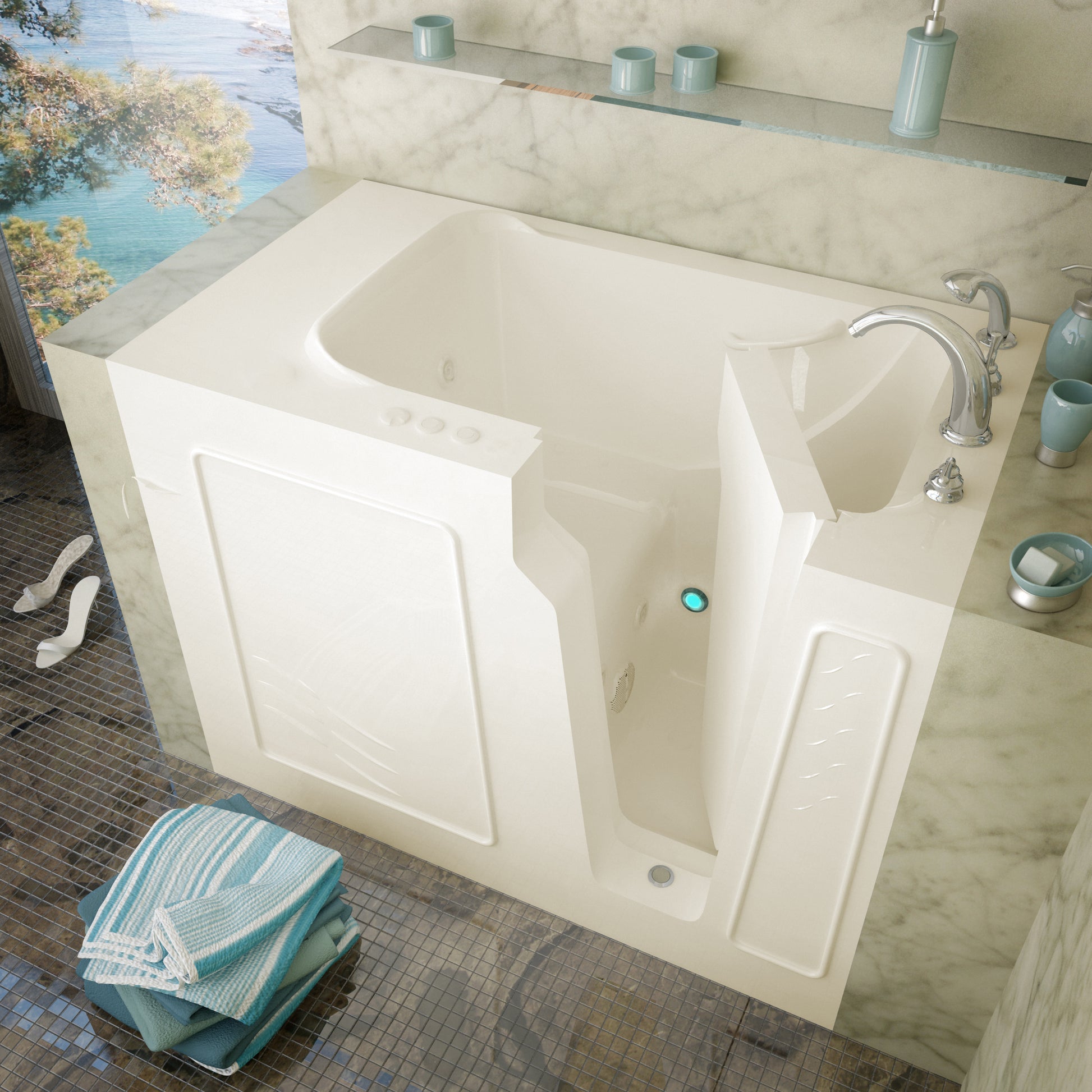 MediTub walk-in bathtub 29x52 biscuit color, left drain, whirlpool jets