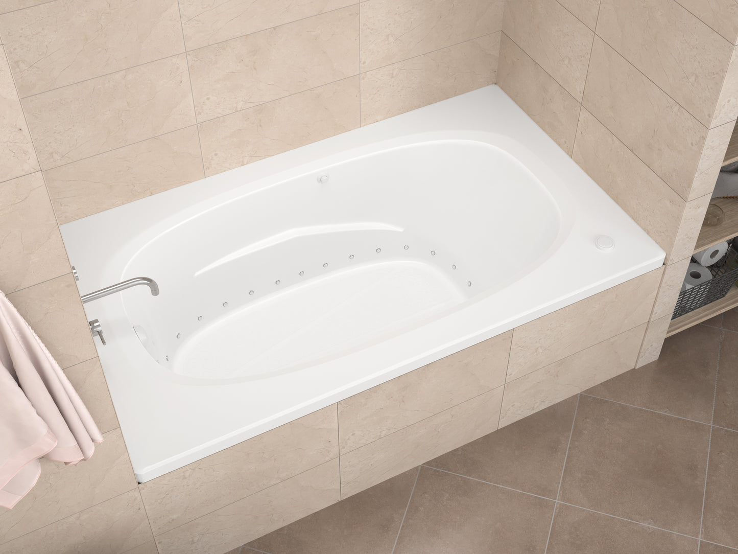 Polaris 36 x 66 Rectangular Air Jetted Bathtub with Reversible Drain