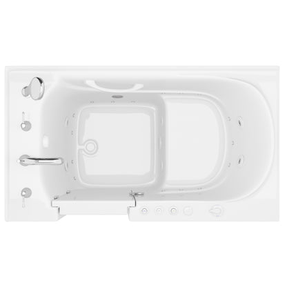 MediTub Collection 30x52 left-side drain jetted bathtub, white with powered fast drain