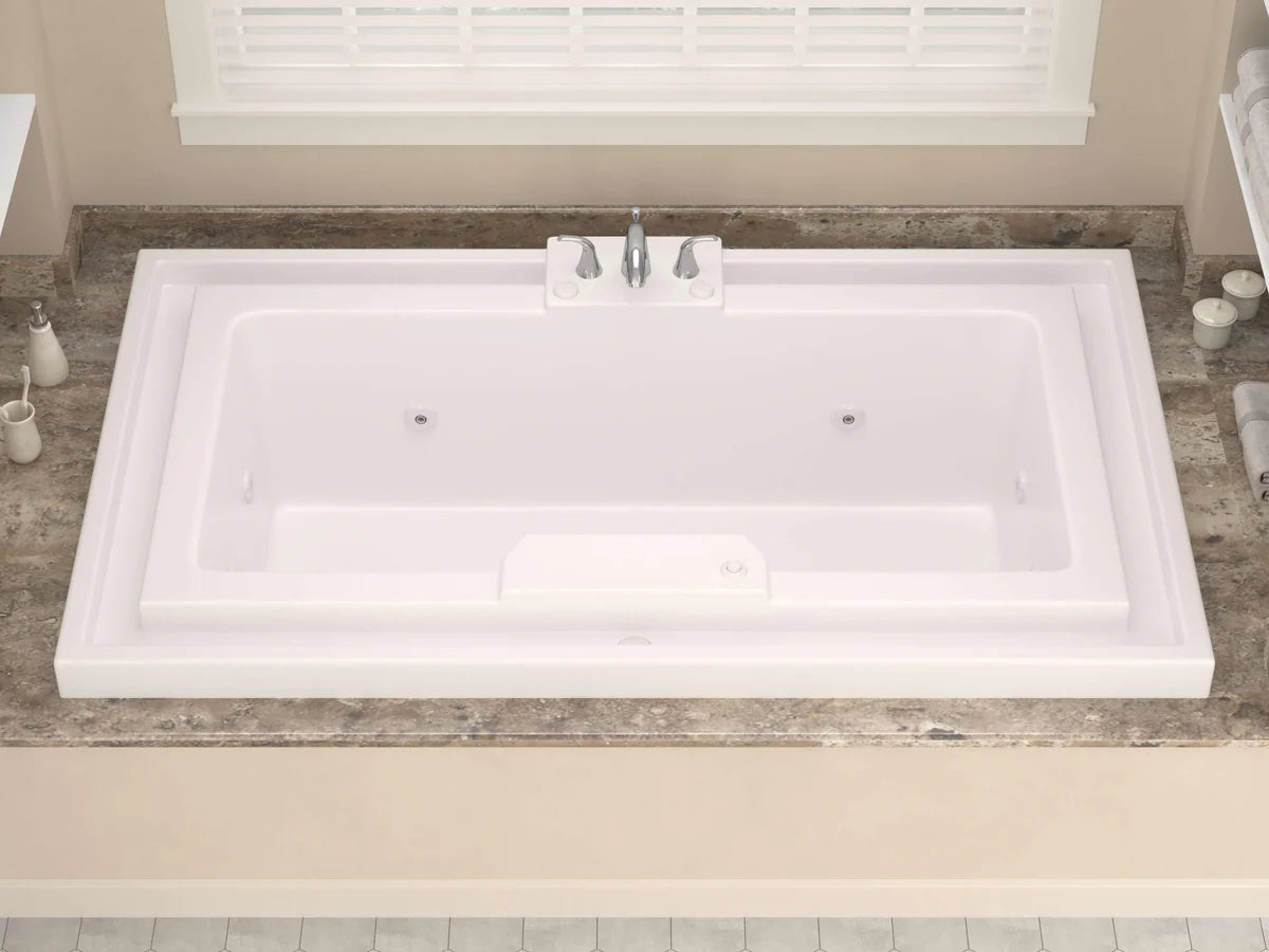 Opal Series 78 in. x 46 in. Rectangular Whirlpool Bathtub with Center drain and V-Style Back Jets in Glossy Smooth White