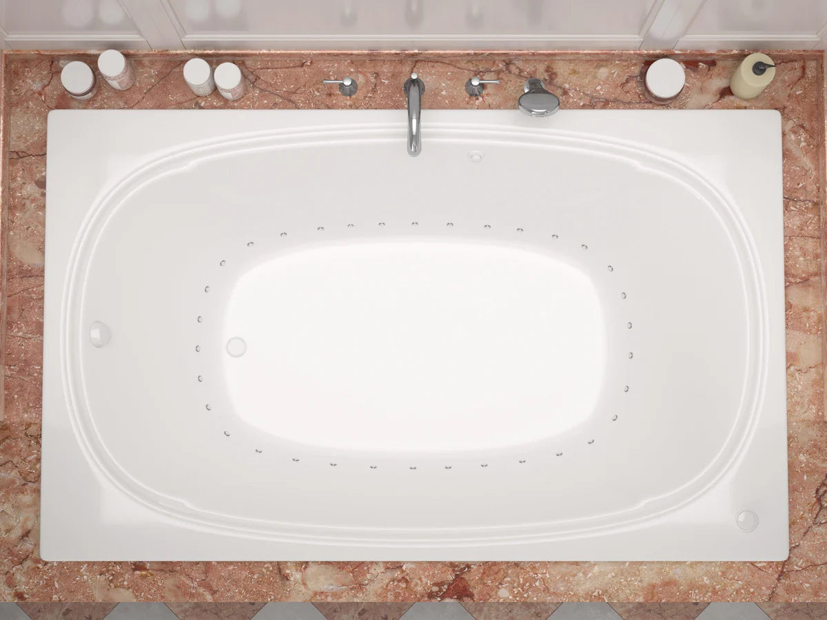 Peridot Series 72 in. x 48 in. Rectangular Air Bathtub with Left Side Drain and Aromatherapy in Glossy Smooth White