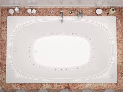 Peridot Series 72 in. x 48 in. Rectangular Air Bathtub with Left Side Drain and Aromatherapy in Glossy Smooth White