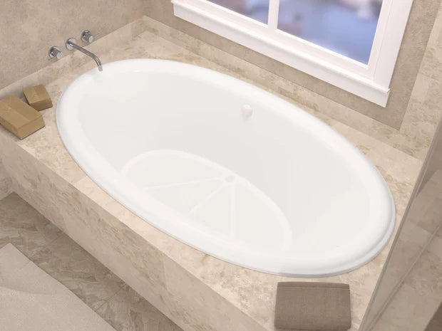 Petite 44 x 78 Oval Soaking Bathtub with Center Drain in White