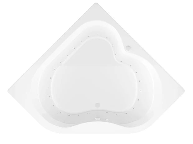 Cascade 60 in. x 60 in. Corner Air Bathtub with Center drain and Aromatherapy Bubbles in Glossy Smooth White