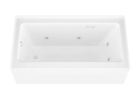 Amber Series 60 in. x 30 in. Rectangular Whirlpool Bathtub with Right Side Drain and V-Style Back Jets in Glossy White
