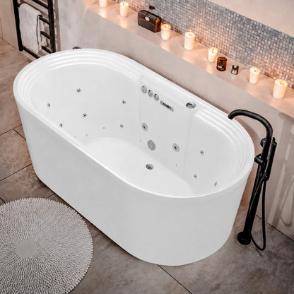 Sofi Series 67 in. L x 34 in. W Acrylic Combination 50 Gallon Capacity Freestanding Bathtub with Center Drain in White