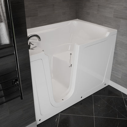 MediTub 36 x 60 left-side drain jetted white alcove bathtub with fast-filling faucet set