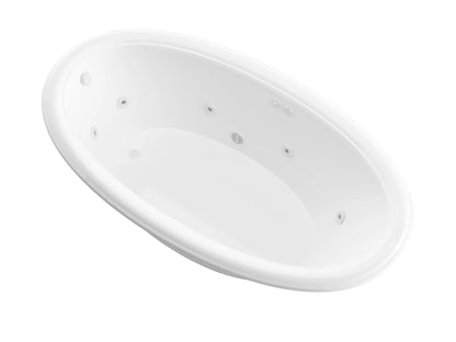 Petite 36  x 60  Oval Whirlpool Bathtub with Left Side Drain and V-Style Back Jets in Glossy Smooth White