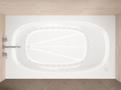 Tigers Eye Series 72 in. x 36 in. Rectangular Air Bathtub with Left Side Drain and Aromatherapy in Glossy Smooth White