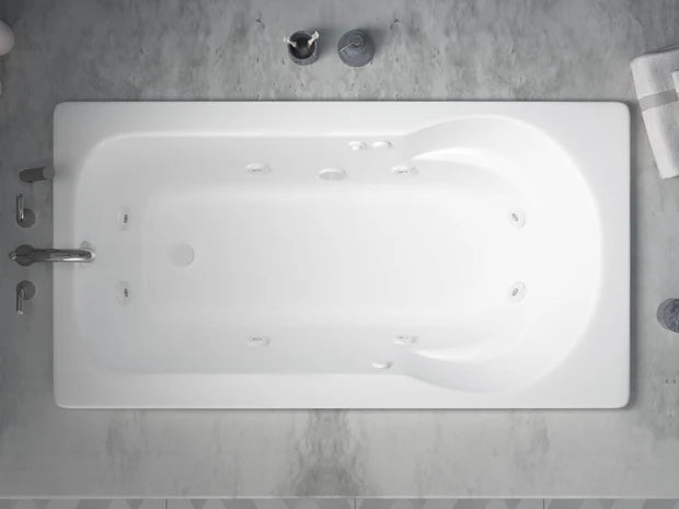 Zircon Series 60 in. x 32 in. Rectangular Whirlpool Bathtub with Right Side Drain and V-Style Back Jets in Glossy White