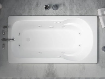 Zircon Series 60 in. x 32 in. Rectangular Whirlpool Bathtub with Right Side Drain and V-Style Back Jets in Glossy White