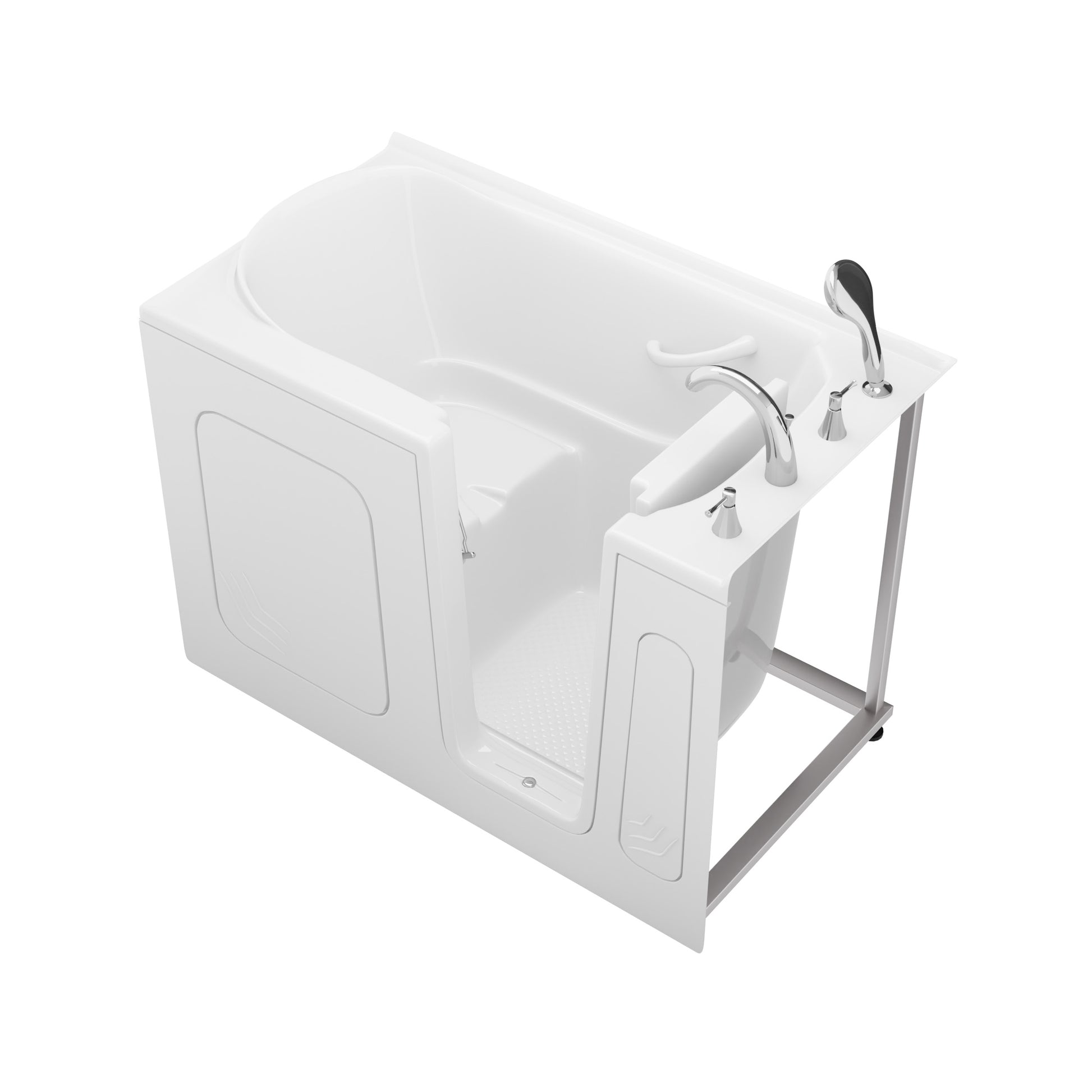 MediTub Collection 30 x 54 white right-side drain jetted soaking bathtub with chrome faucet set