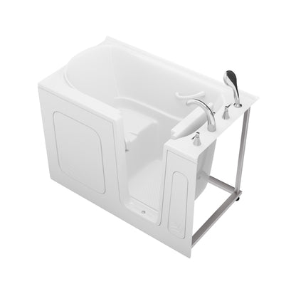 MediTub Collection 30 x 54 white right-side drain jetted soaking bathtub with chrome faucet set