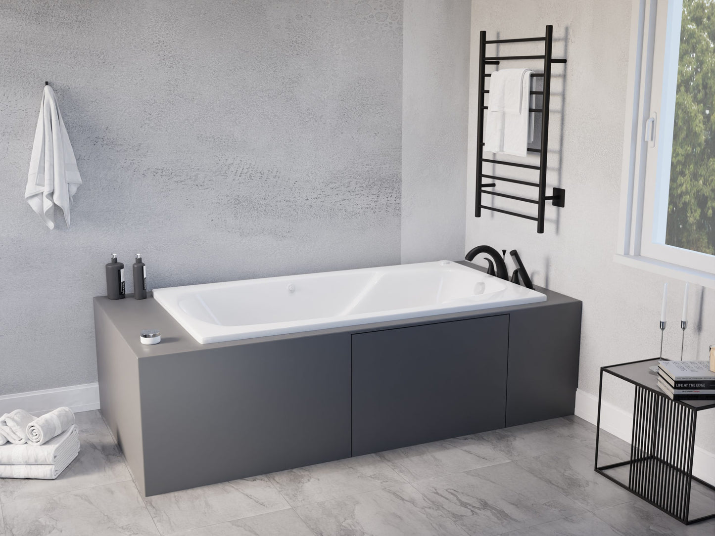 Coral Series 59 in. x 32 in. Rectangular Air Bathtub with Right Side Drain and Aromatherapy in Glossy Smooth White