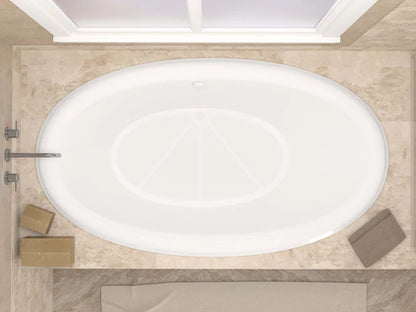 Petite 44 x 78 Oval Soaking Bathtub with Center Drain in White