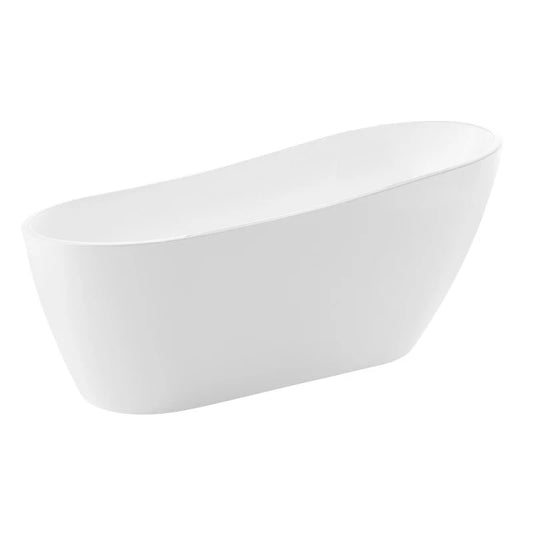 Trend Series 67 in. x 32 in. Flat Bottom Acrylic Freestanding Soaking Bathtub with Center Drain in Glossy White
