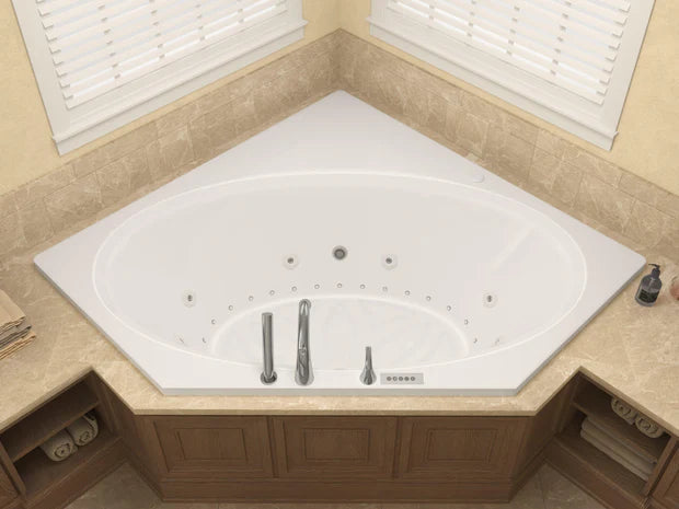 Venus  60 in. x 60 in. Corner Air and Whirlpool Jetted Bathtub with Right Drain in White