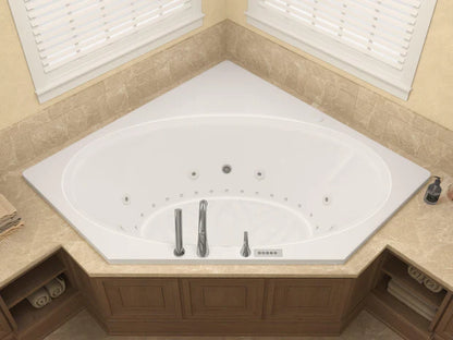Venus  60 in. x 60 in. Corner Air and Whirlpool Jetted Bathtub with Right Drain in White