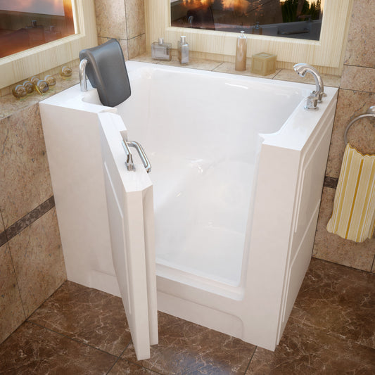 MediTub Walk-In 27x39 white soaking bathtub with right drain, alcove tub