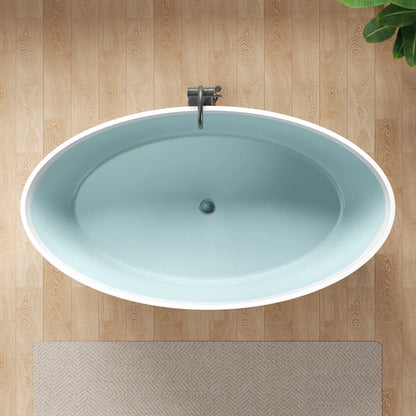 Cestino Series 67 in. x 36 in. Flat Bottom Solid Surface Freestanding Soaking Bathtub with Center Drain in Matte White
