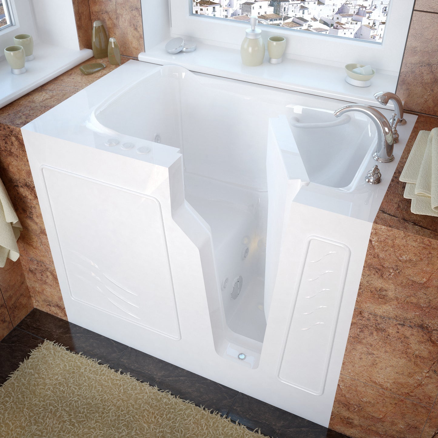 MediTub Walk-In 26x46 white whirlpool jetted bathtub with right drain by Tranquil Bath Co.