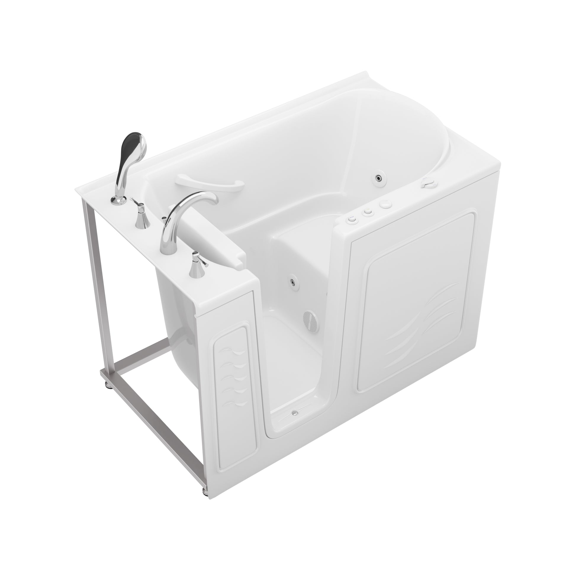 MediTub Collection 30 x 52 white whirlpool jetted bathtub with left drain and powered fast drain.