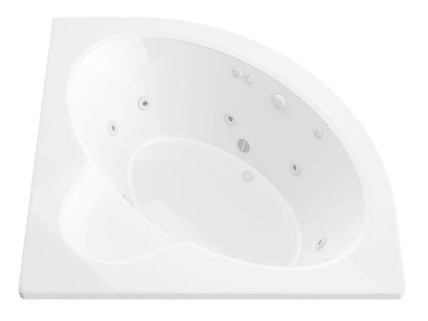 Alexandria 60 in. x 60 in. Corner Whirlpool Bathtub with Right Drain in White