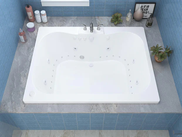 Rhode 60 in. x 47 in. Rectangular Whirlpool and Air Bathtub with Center drain and VS Jets and Aroma in Glossy White