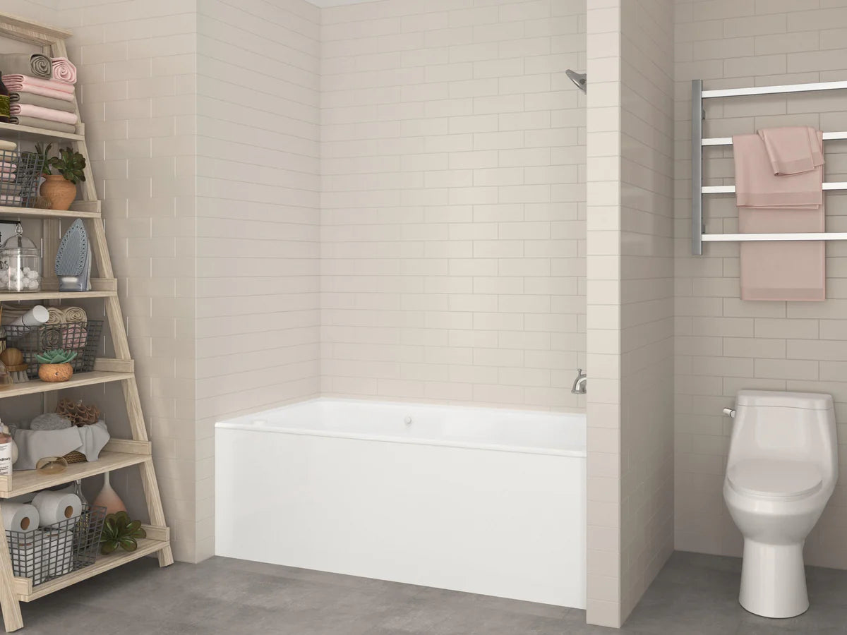 Amber Series 60 in. x 32 in. Rectangular Air Bathtub with Left Side Drain and Aromatherapy in Glossy Smooth White