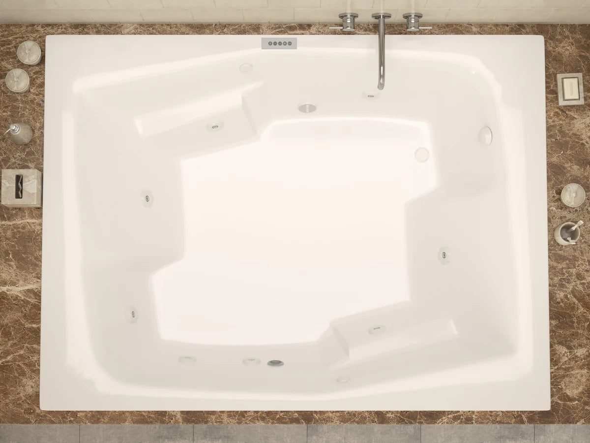 Caresse 72 in. x 54 in. Rectangular Air and Whirlpool Jetted Bathtub with Right Drain in White