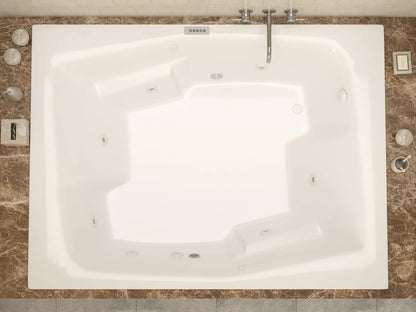 Caresse 72 in. x 54 in. Rectangular Air and Whirlpool Jetted Bathtub with Right Drain in White