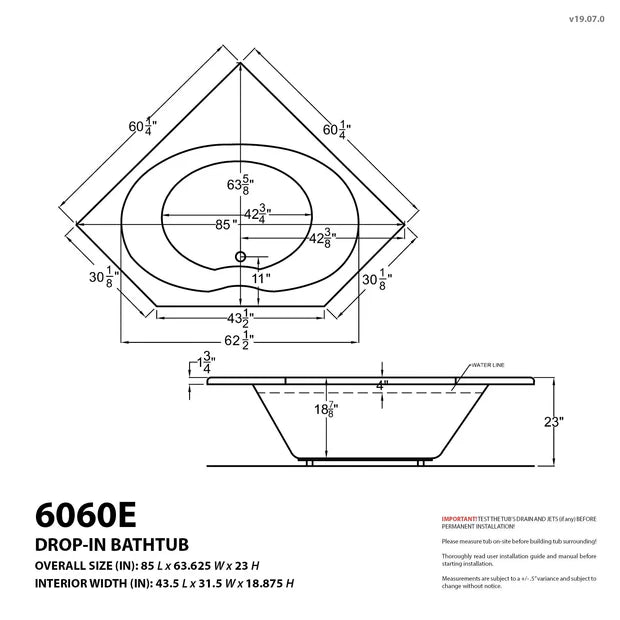 Atlantis Whirlpools Eclipse 60 x 60 Corner Air & Whirlpool Jetted Bathtub