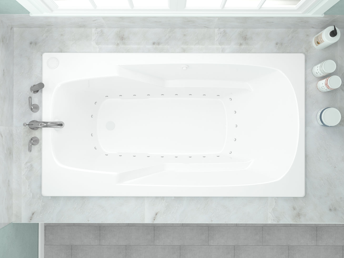 Eros 36 x 72 Rectangular Air Jetted Bathtub with Reversible Drain