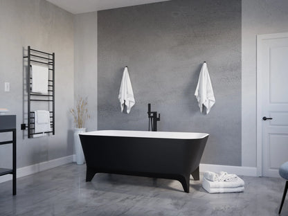 Nightshade Series 63 in. x 32 in. Soaking Freestanding Bathtub with Center Drain in Matte Black Exterior and Feet