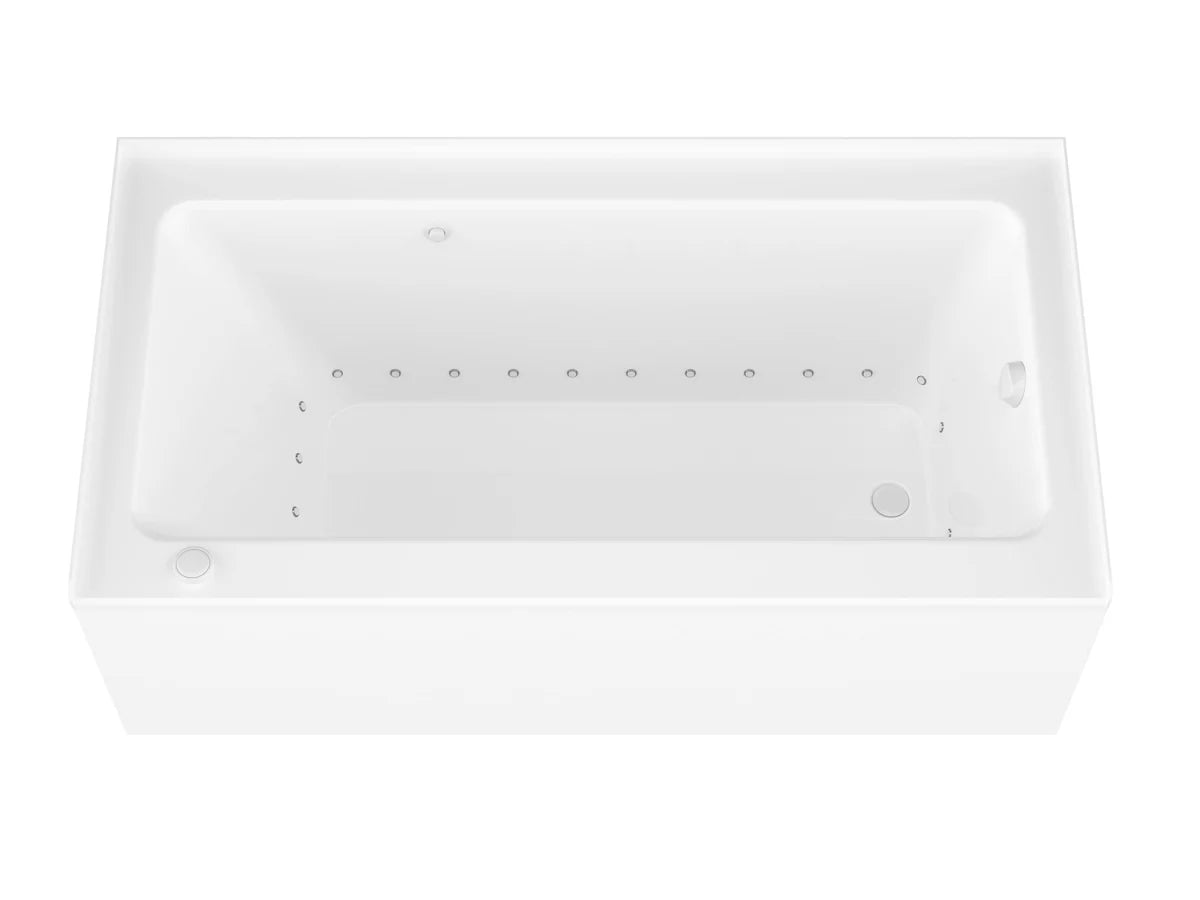 Amber Series 60 in. x 32 in. Rectangular Air Bathtub with Left Side Drain and Aromatherapy in Glossy Smooth White