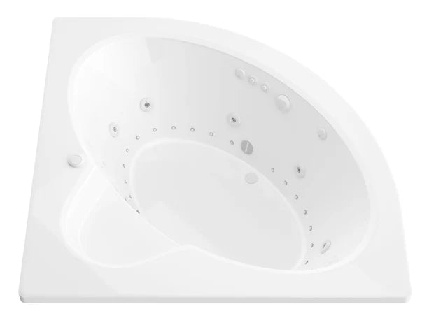 Jasper 85 in. x 67 in. Corner Whirlpool and Air Bathtub with Center drain and VS Jets and Aromatherapy in Glossy White