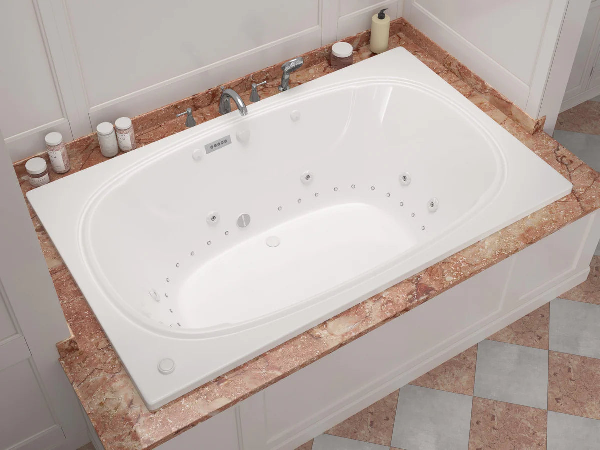 Charleston  48 x 78 Rectangular Air and Whirlpool Jetted Bathtub in White with Reversible Drain