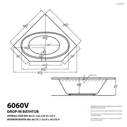 Atlantis Whirlpools Venus 60 x 60 Corner Air Jetted Bathtub