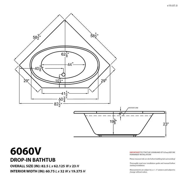 Mali Series 83 in. x 62 in. Corner Air Bathtub with Center drain and Aromatherapy Bubbles in Glossy Smooth White