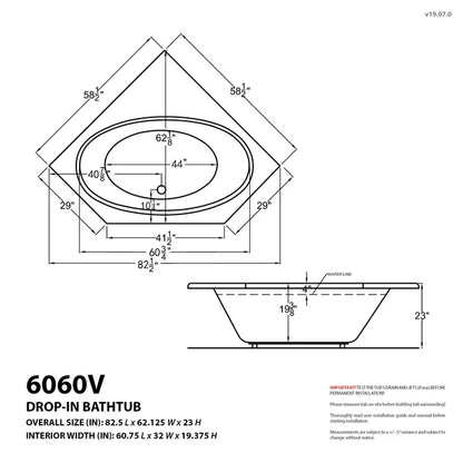 Mali Series 83 in. x 62 in. Corner Air Bathtub with Center drain and Aromatherapy Bubbles in Glossy Smooth White