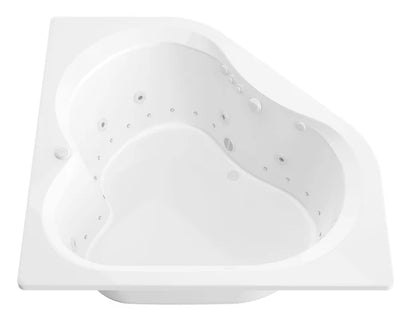 Cascade 60 in. x 60 in. Corner Whirlpool and Air Bathtub with Center drain and VS Jets and Aromatherapy in Glossy White