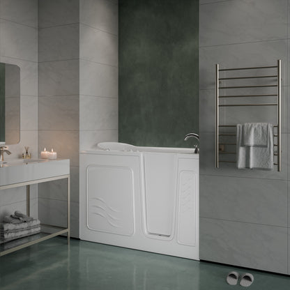 MediTub Collection 30 x 52 whirlpool jetted bathtub, white with right drain and powered fast drain