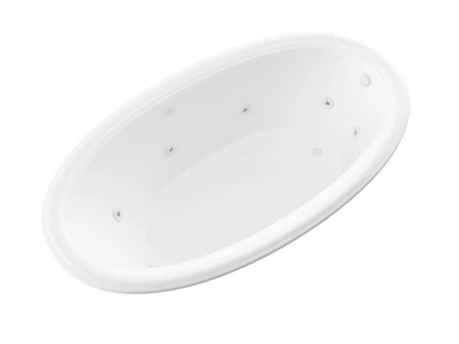 Petite 42 x 70 Oval Whirlpool Jetted Bathtub with Left Drain in White