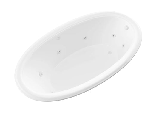 Petite 42 x 70 Oval Whirlpool Jetted Bathtub with Left Drain in White