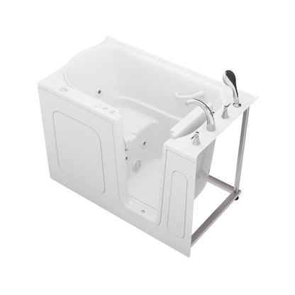 MediTub white whirlpool jetted bathtub with chrome faucet and built-in control panel