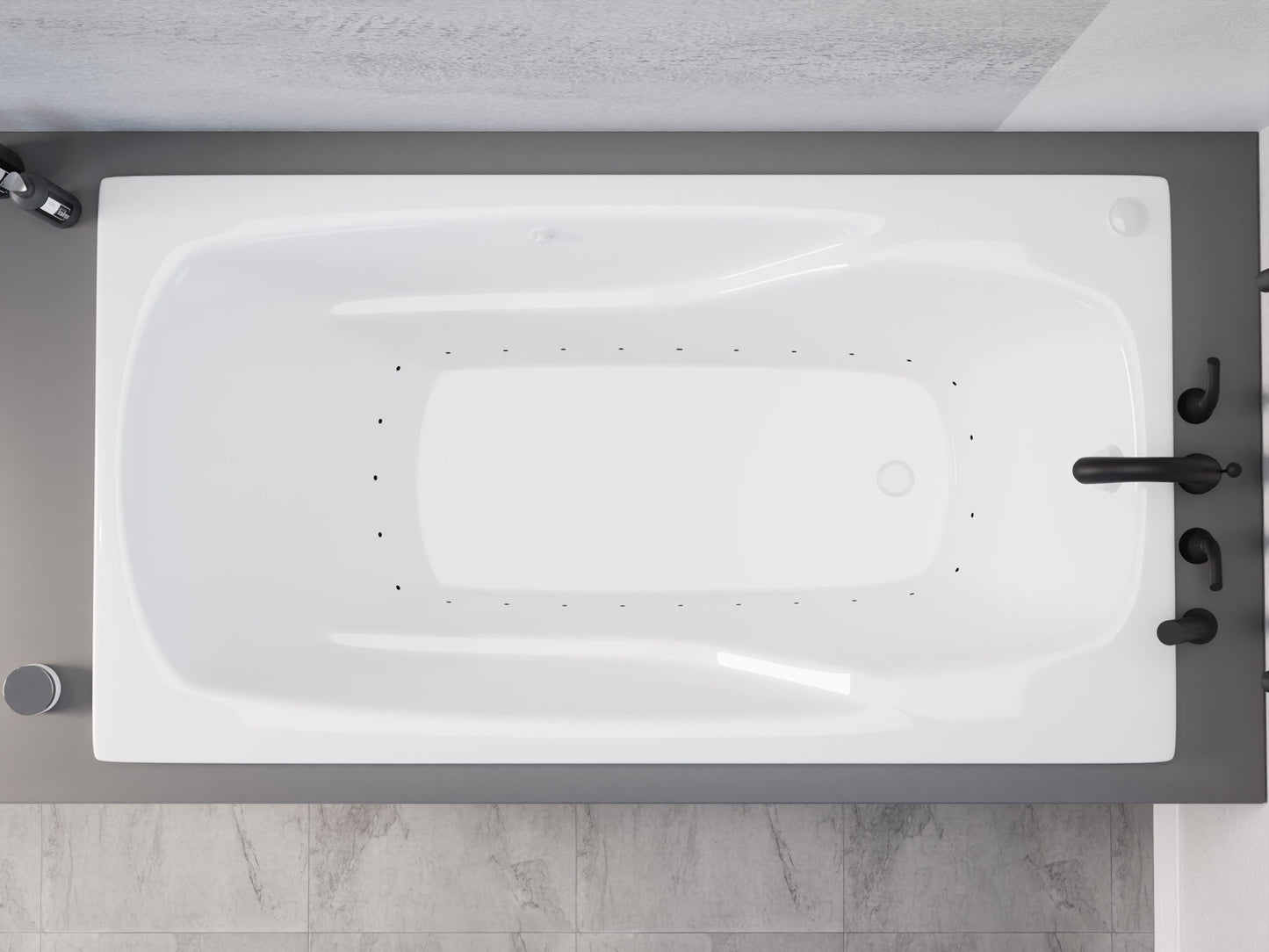 Coral Series 59 in. x 32 in. Rectangular Air Bathtub with Right Side Drain and Aromatherapy in Glossy Smooth White