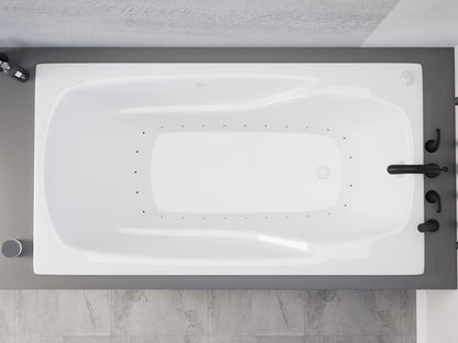 Coral Series 59 in. x 32 in. Rectangular Air Bathtub with Right Side Drain and Aromatherapy in Glossy Smooth White