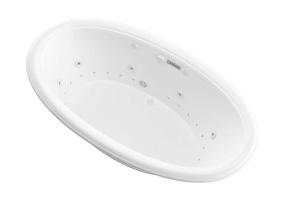 Petite 44 x 78  Oval Air and Whirlpool Jetted Bathtub with Center Drain in White